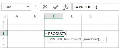Hàm PRODUCT trong excel