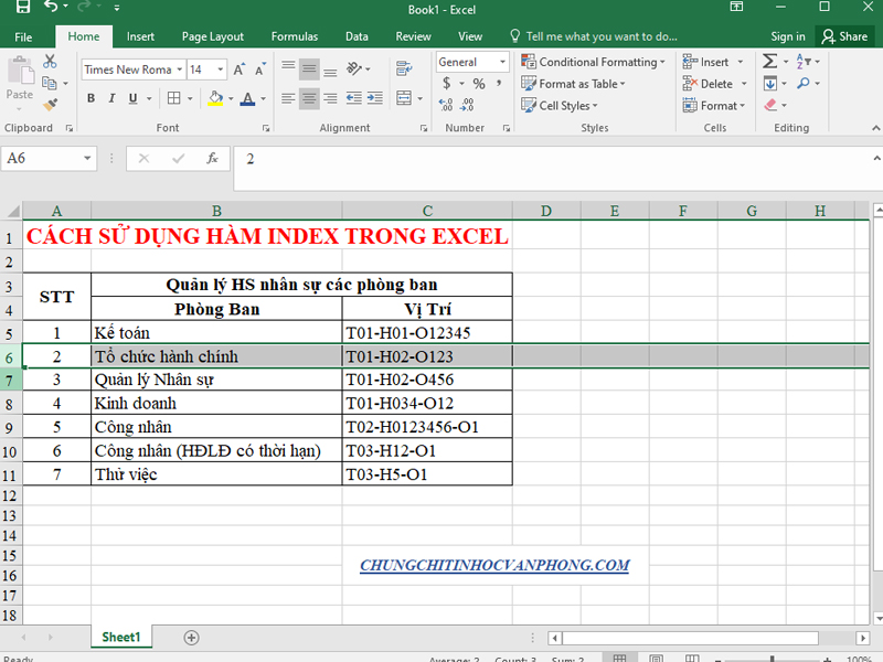 Hàm Index dạng Mảng trong Excel 01